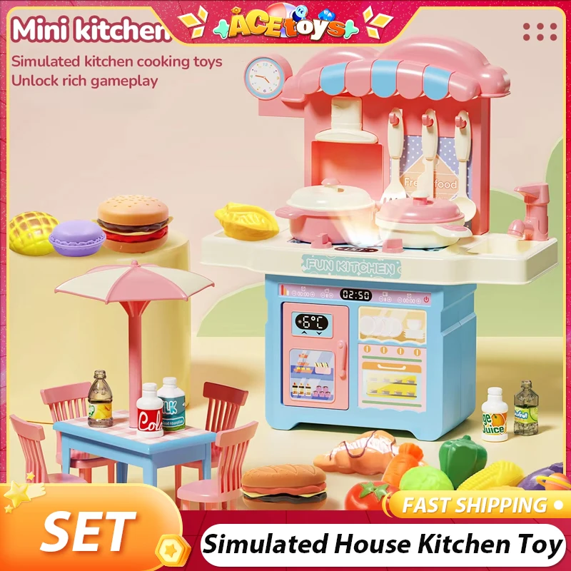 Gesimuleerd huis Keukenspeelgoed Mini-keukenteller Set Leuk huis Veilig spelen Stevig kinderen Huishoudelijk keukenspeelgoed