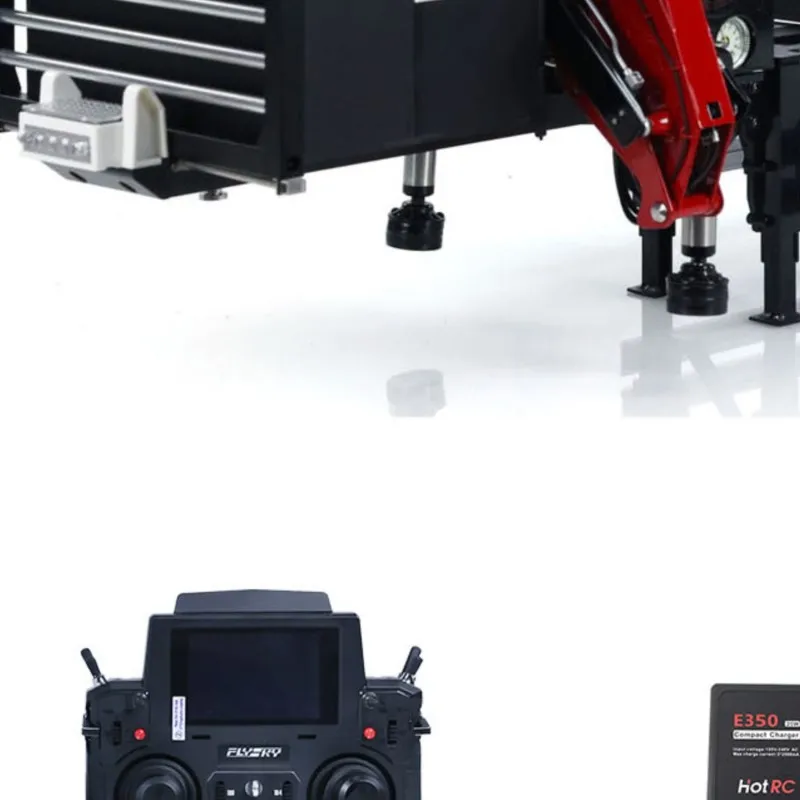 LESU Customized Hydraulic Metal Timber Crane 1/14 RC Log Trailer 3 axle Flatbed Semi Trailer W/ Radio Light System Battery Model