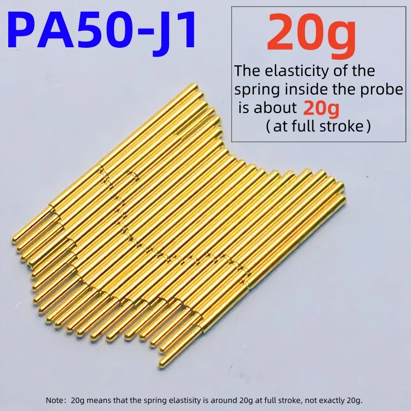 20/100PCS 20g PA50-J1 Spring Test Probe PA50-J Test Pin Test Tool 16.35mm 0.68mm Gold Needle Tip Dia 0.48mm PogoPin P50-J P50-J1