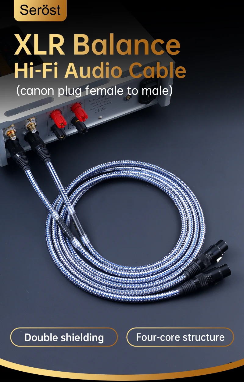 Serost HiFi Audio Balance-Kabel 99,9999% Versilbertes OFC-Kabel XLR-Audiokabel für CD DAC DSP Verstärker Aktivlautsprecher – Detail 1