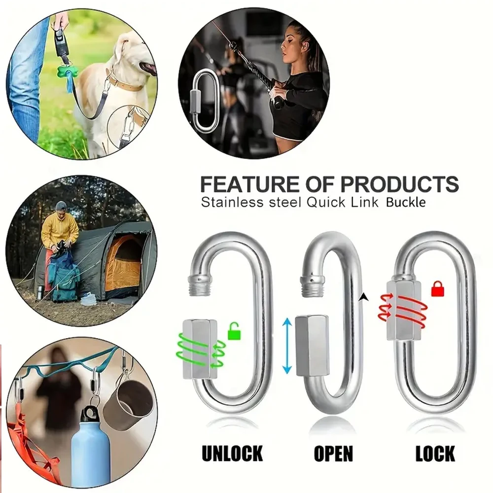Outdoor buckle, quick link ring, size M3.5/M6/M8, threaded lock design, for pet safety link ring, keychain, swing ring image 5