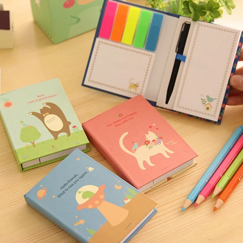 1Pack Cartoon animals bird cats  Rainbow note Memo Hard cover sticky notes Post paper Stationery Office school supplies