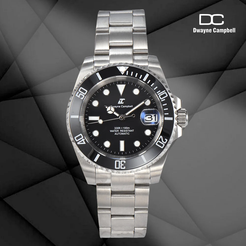

NH 35 Custom Logo Automatic Mechanical Men's Watch Sapphire Crystal Stainless Steel Rubber Strap Waterproof C3 Luminous Watches
