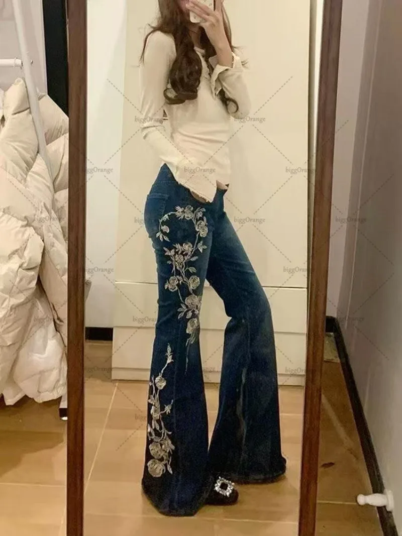 جديد الشارع الشهير Harajuku خمر Y2K عادية فضفاض مستقيم واسعة الساق السراويل النساء خمر الهيب هوب العصرية المتضخم غسل الجينز #5