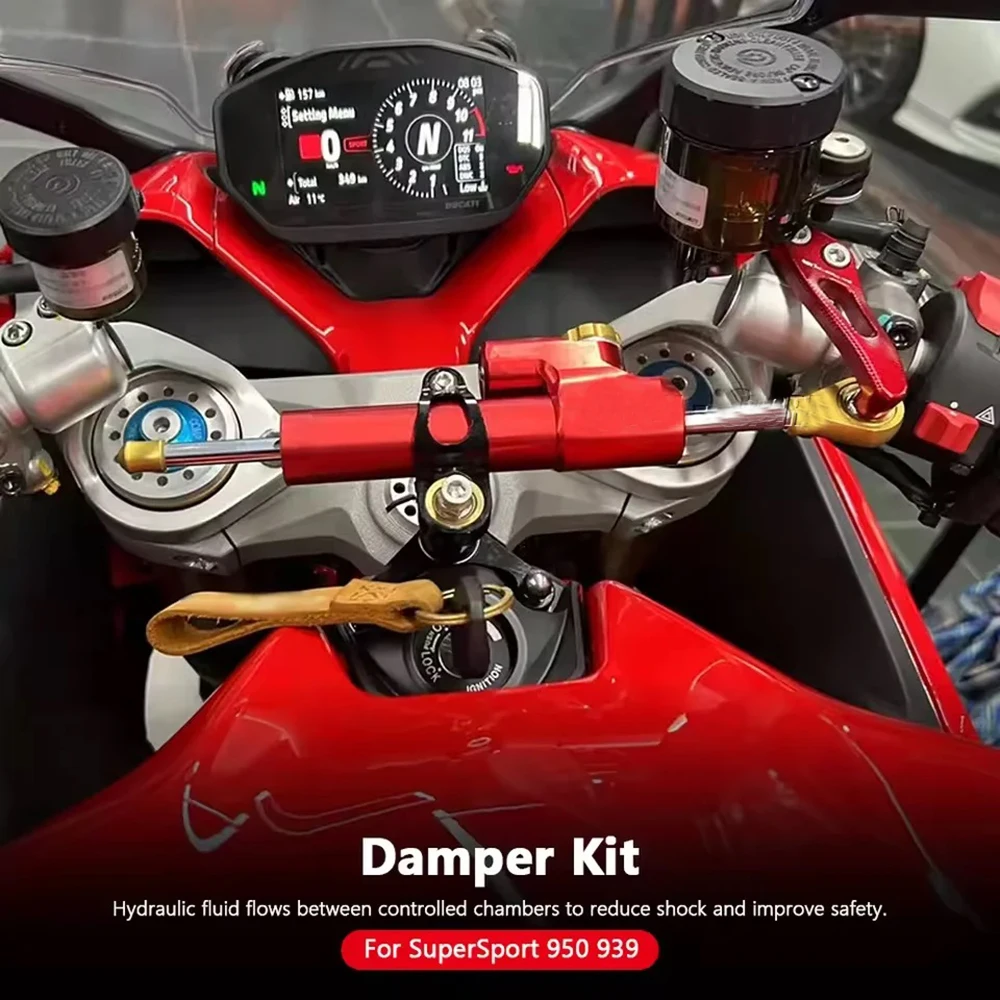 

Red and Black Steering Stabilize Damper Bracket Mount Motorcycle Accessories For Ducati SuperSport 950 Supersport 939 2018-2025