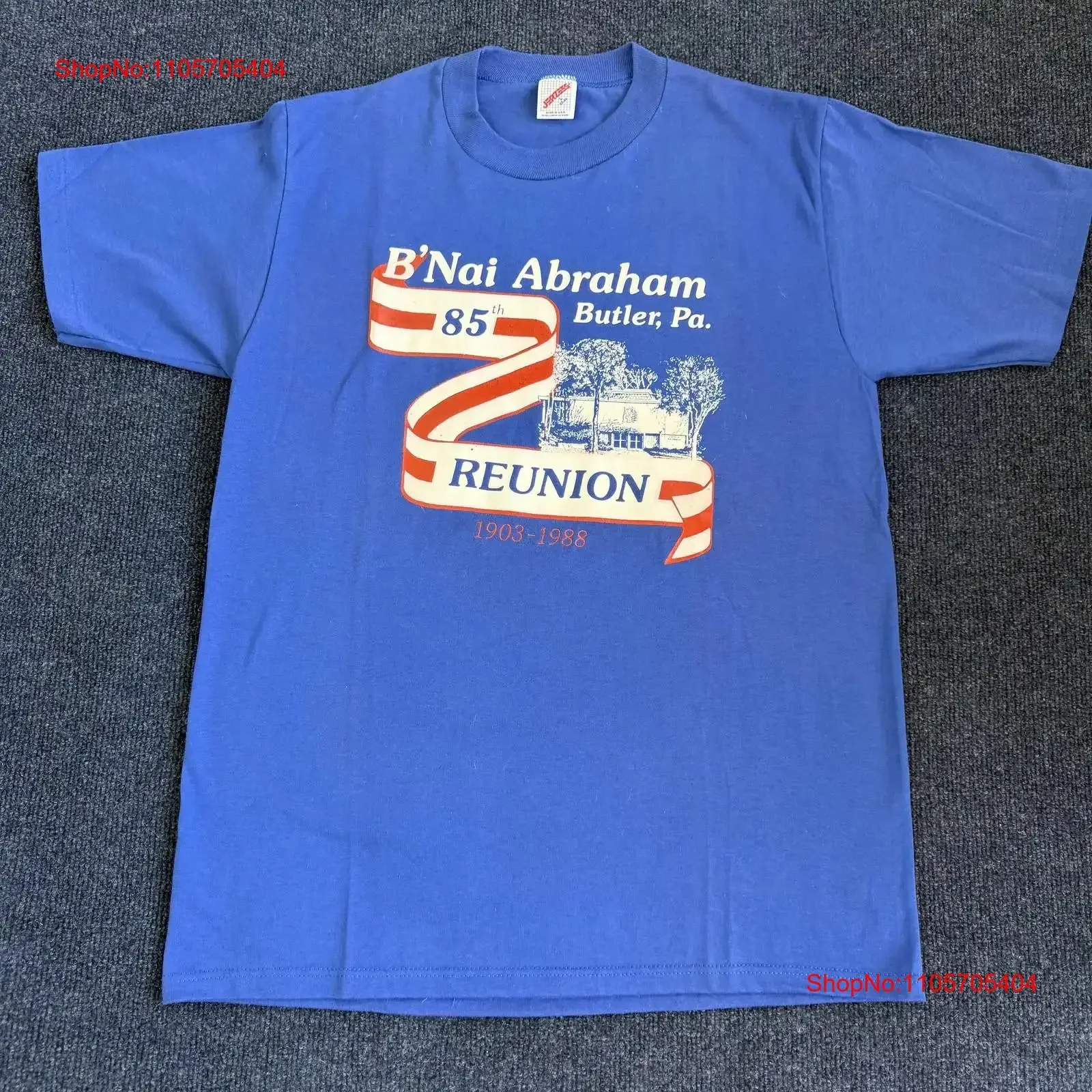 Vintage 1988 B'Nai Abraham Jerzees T Shirt Mens Large Blue Butler Reunion long or short sleeves vintage Washed Breathable