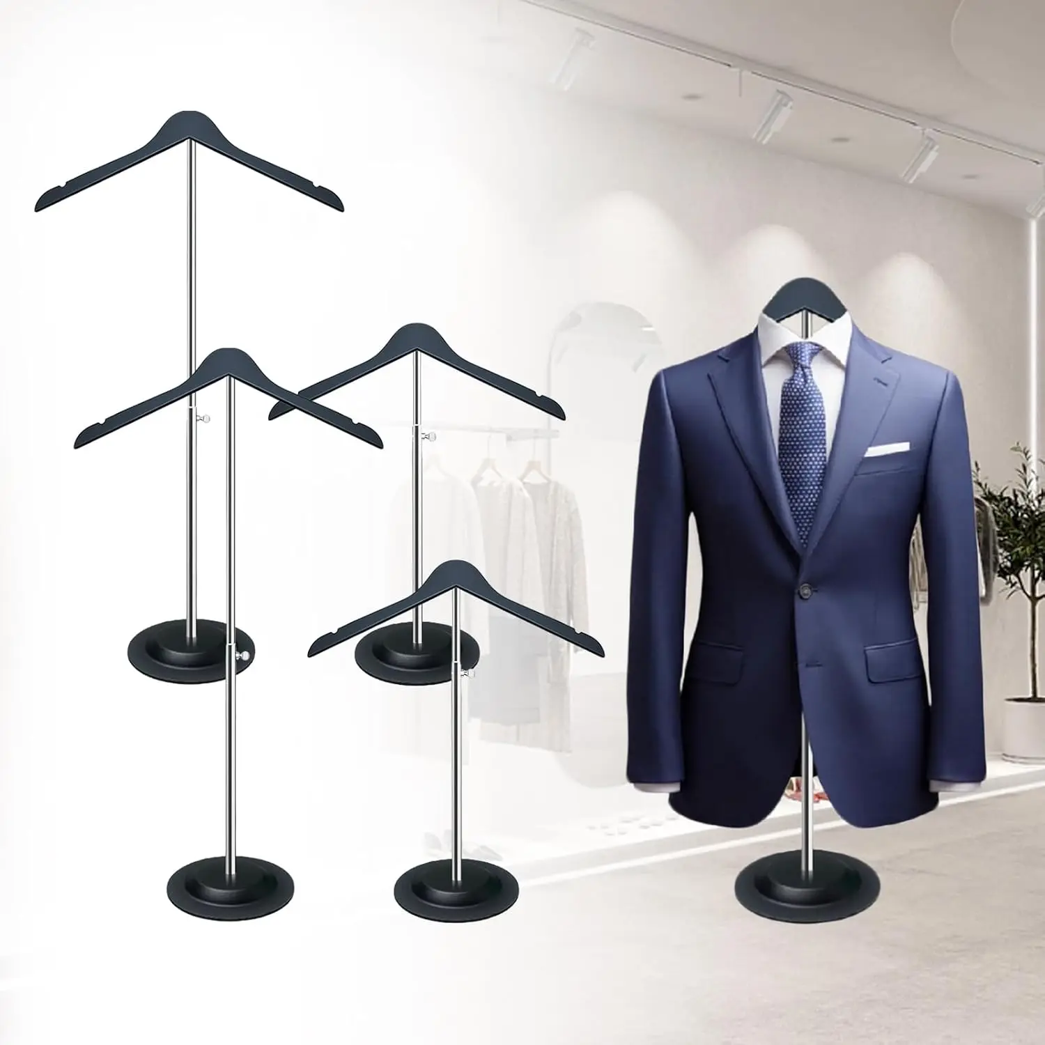 

Манекен-торс 20-36 дюймов с деревянными вешалками, нескользящим дизайном и устойчивым основанием для демонстрации футболок (черный, 4 шт.)