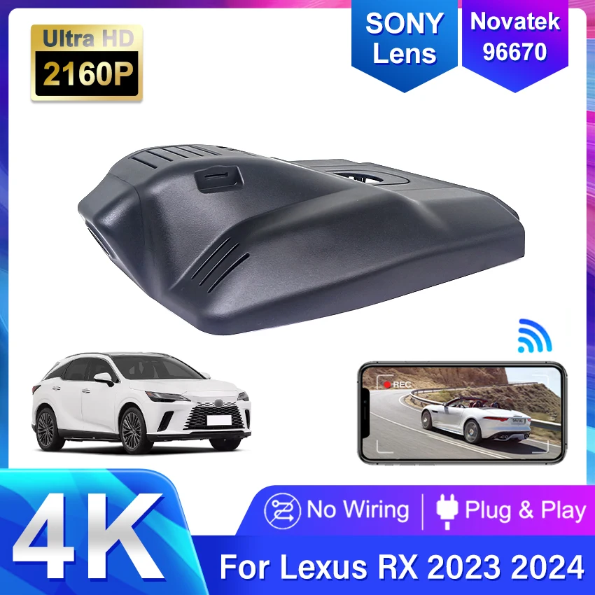 

4K Car DVR Plug and Play Dash Cam Wifi Front and Rear Camera 2 Lens for Lexus RX ALA10 ALH10 RX350 RX350h RX450h RX500h 2023