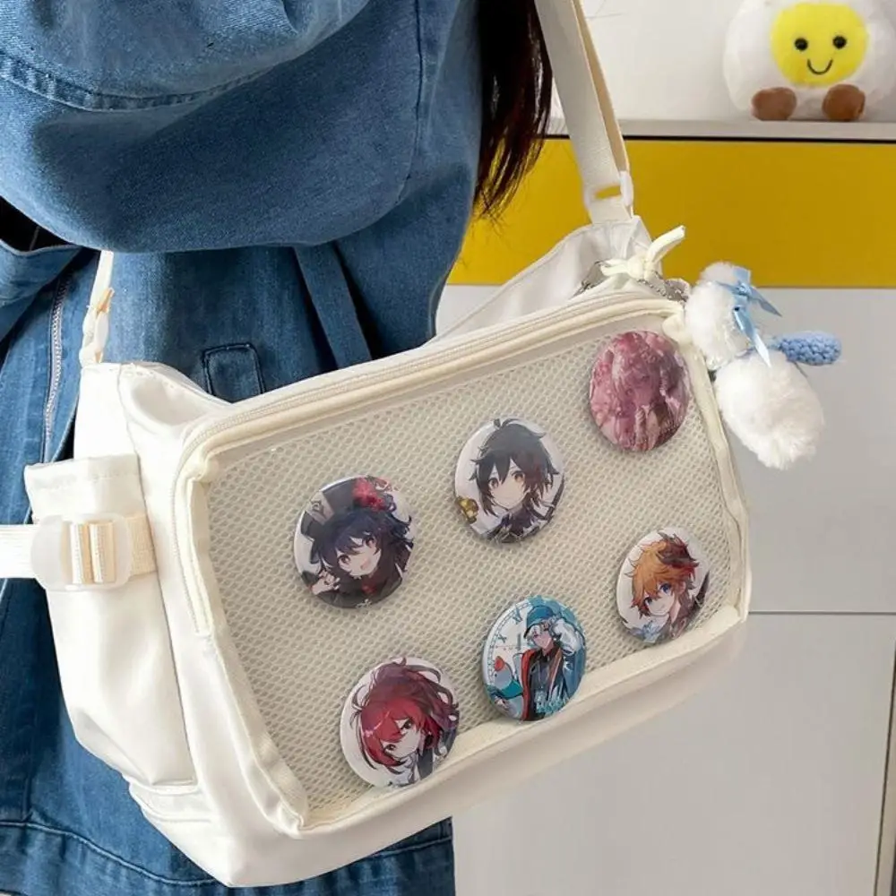 

Fashion Japanese Style Transparent Itabag Large Capacity Versatile Handbag Stylish Crossbody Bag Canvas Tote Bag Badge Display