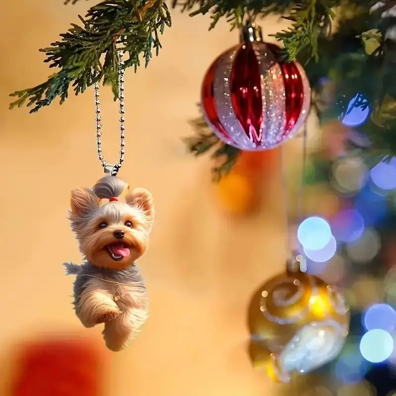 Cute Acrylic Happy Running Dog Flat Car Rearview Mirror Decoration,Bag Keychain Pendant , Colorful Fun Accessories Funny
