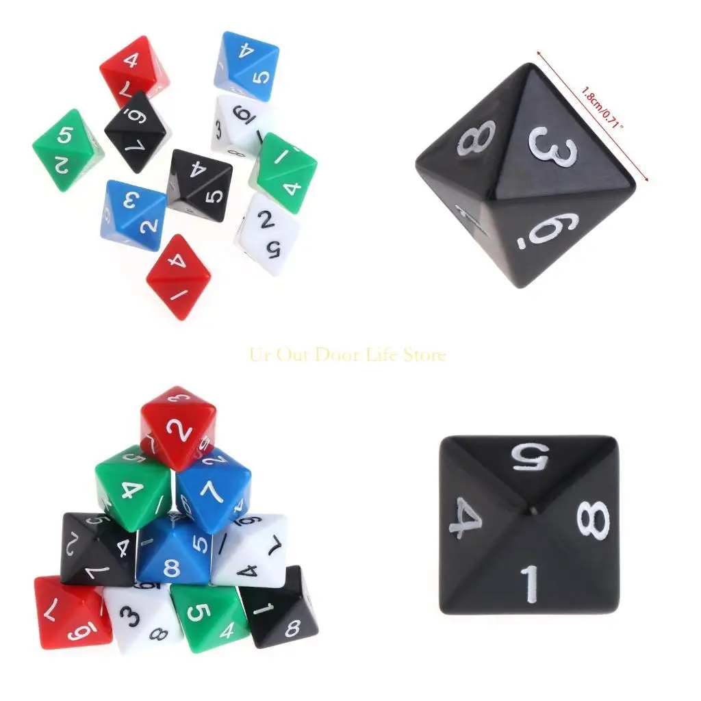 

77UF 10Pcs/set Multi-faceted Number Black Acrylic Dices Party Family DIY Board Games Engraving Educational Accessaries