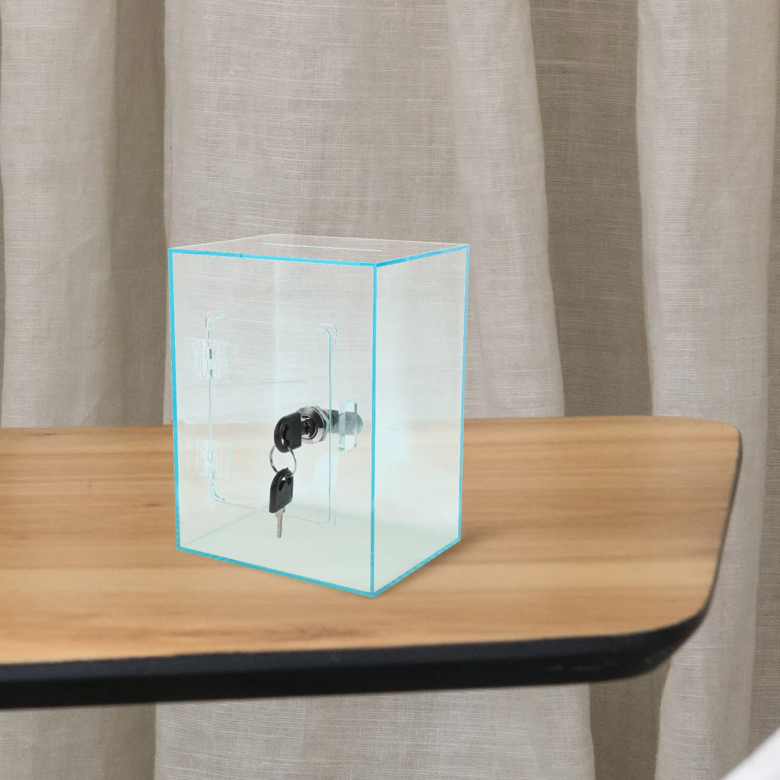 Transparent Acrylic Money Box Small Lock Cash Savings Jar Donation Box Tip Collection Clear Container