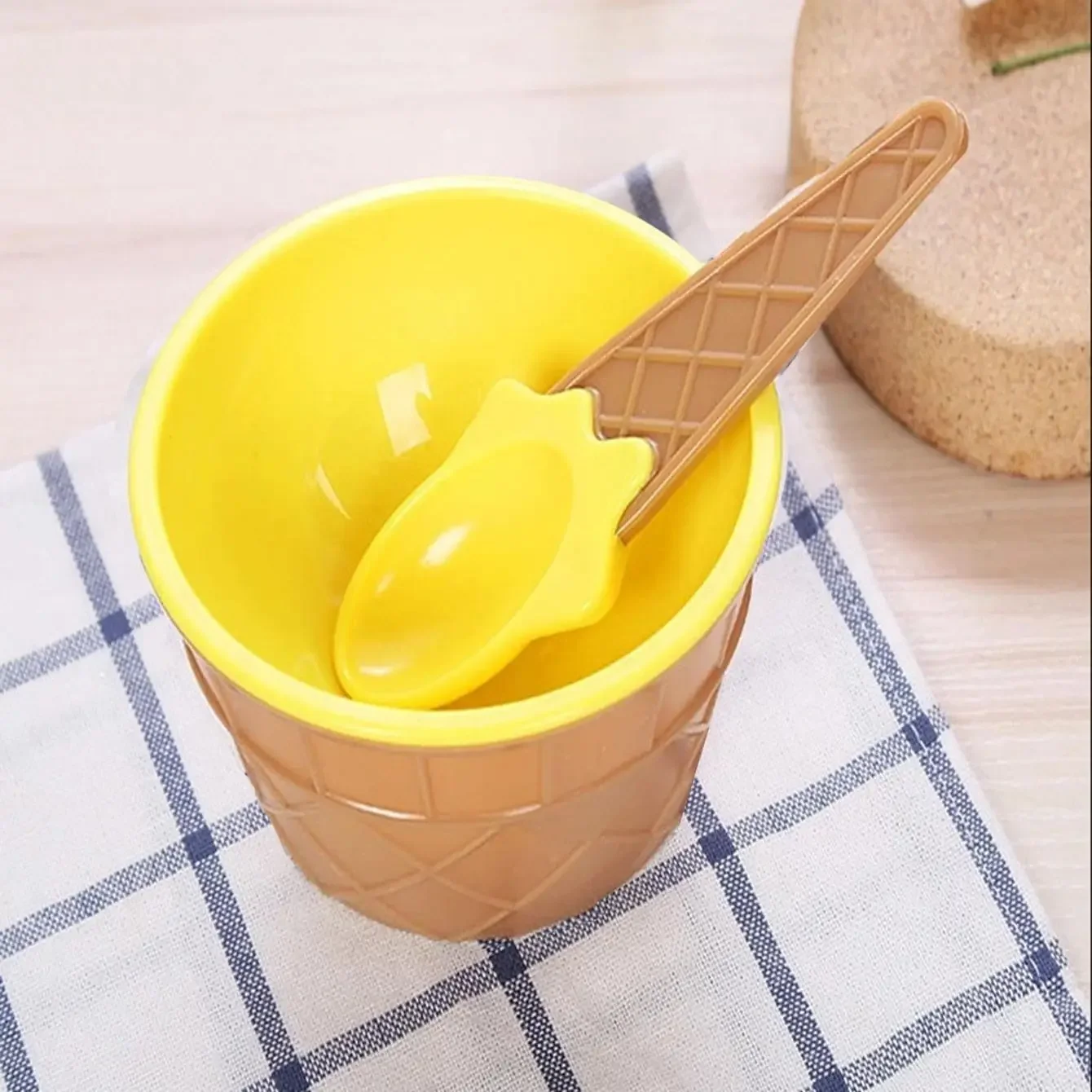 1 set - Ice Cream Bowl Spoon Set Yogurt Cup Children\'s Ice Cream Bowl