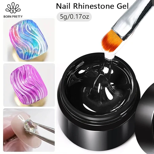Imagen 1 del producto BORN PRETTY 5ml pegamento para diamantes de imitación de uñas Gel suministros para uñas Color transparente Varnis Gel semipermanente pegamento para uñas 3D moldeables