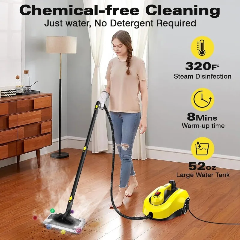 Steam Cleaner, Heavy Duty Canister Steamer with 28 Accessories, Steam Mop with 5M Extra-Long Power Cord for Home Floor Cleaning