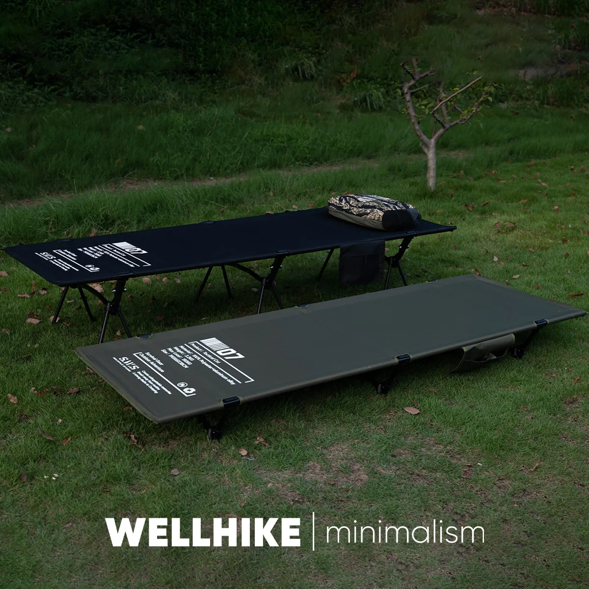 

Camping Tactical Folding Bed, Ultra-Light Portable for Outdoor Use, Lightweight Office Nap Bed with Side Pouches, Easy to Carry