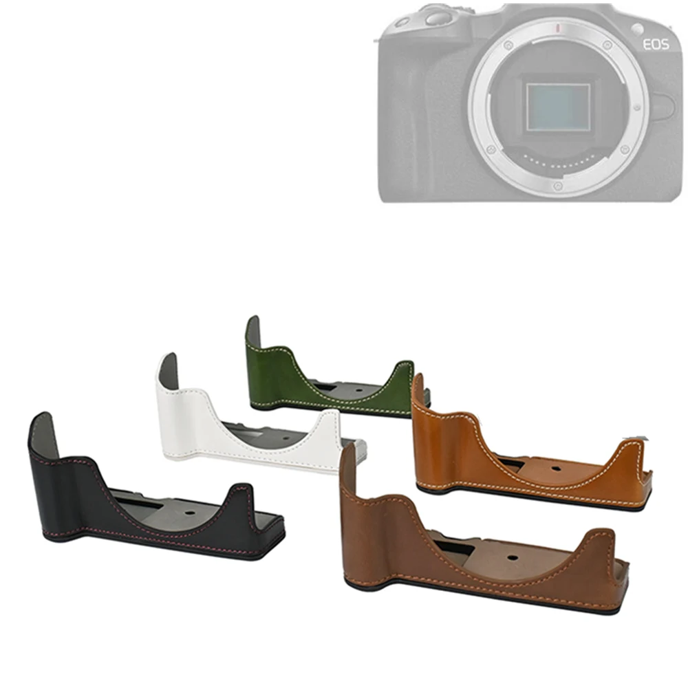 R50 100 PU / Real Genuine Leather Camera Half Base Body Case Cover Protector for Canon EOS R50 R100 Camera as Tripod Quick Plate