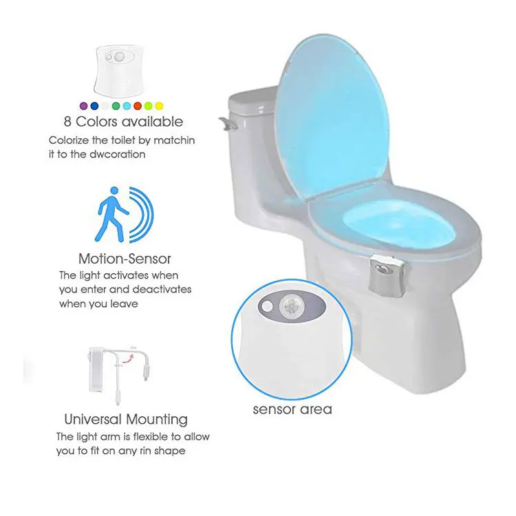 ZK50 LED Night Light 16 Colors Toilet Light Suspended Toilet Lid Induction Mood Light 3 AAA Batteries (Battery Not Included)