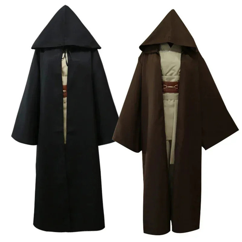Wars Anakin Jedi Knight Cosplay Costume Hood Cape Anime Classic Movie For Men Women Halloween Fancy Brown ob;8