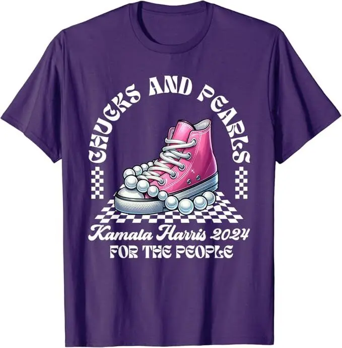 Chucks and Pearls Kamala Harris 2024 President Campaign Unisex T-Shirt