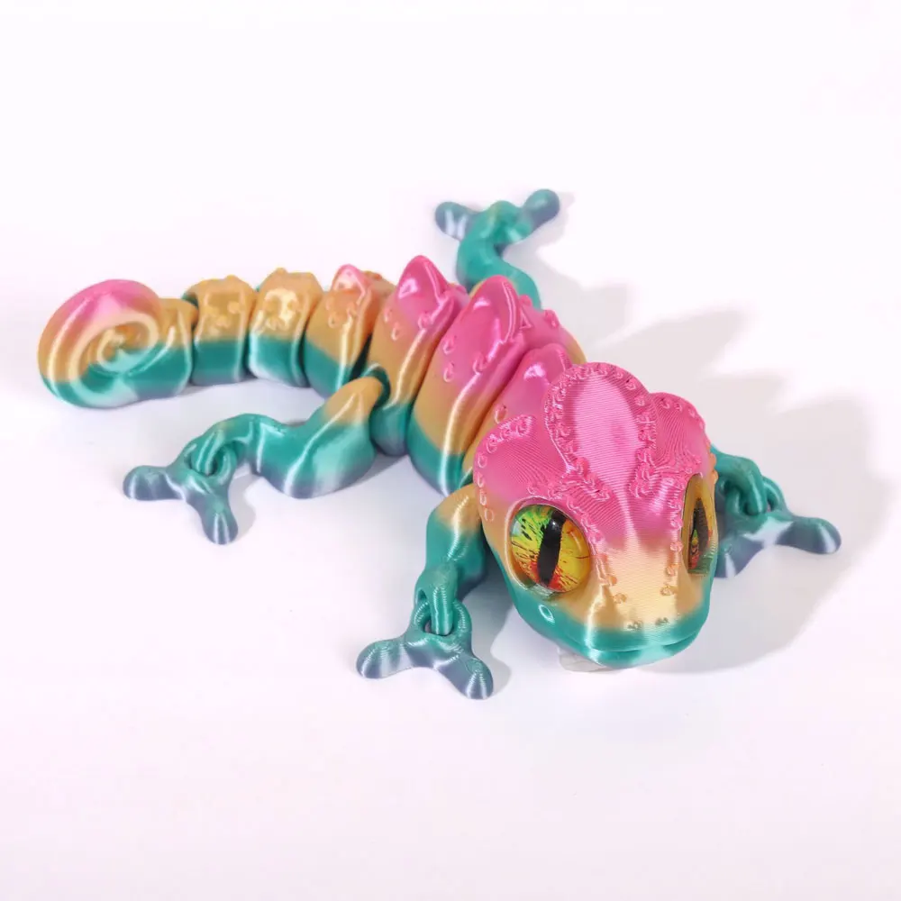 3D Printing Chameleon Figures Multi-joint Movable Simulation Eyes for Home Accessories Kids Gift Living Room Decoration