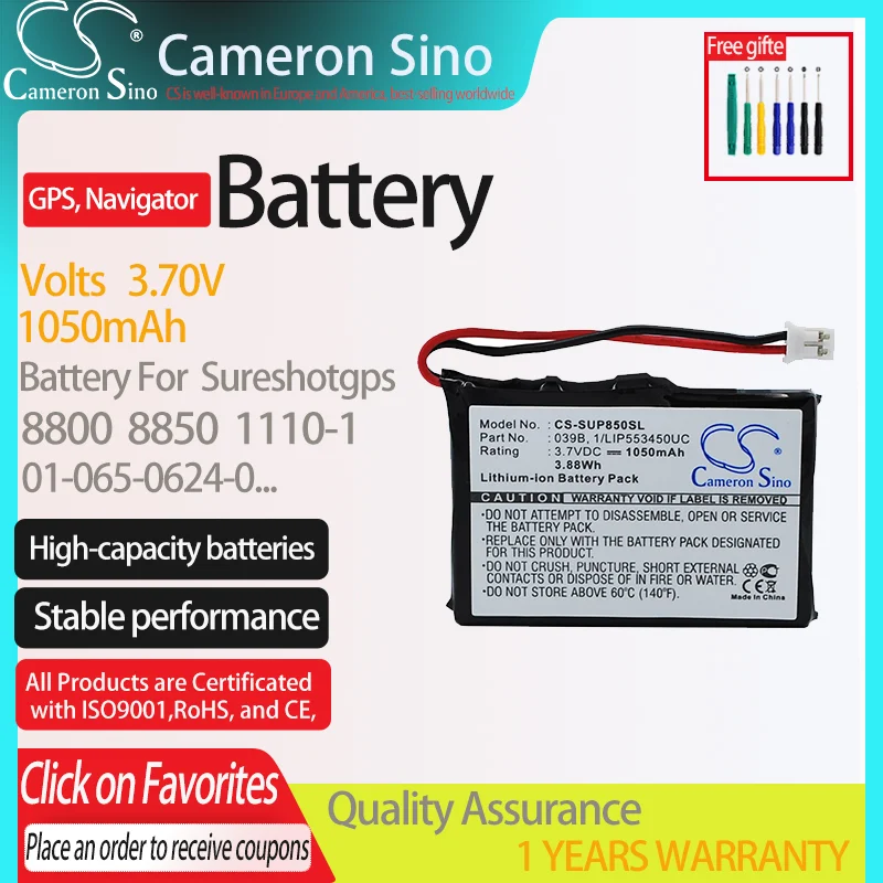 CameronSino Battery for Sureshotgps 8800 8850 1110-1Microtracker SMS fits 039B 1/LIP553450UC,GPS Navigator Battery.