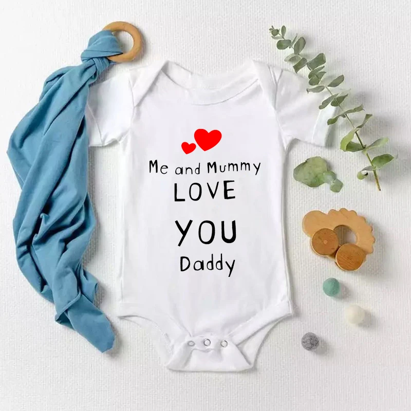 Me and Mummy Love You Daddy Baby Boys Girls Jumpsuit Newborn Baby Infant Clothes Short Sleeve Bodysuit Father's Day Gifts