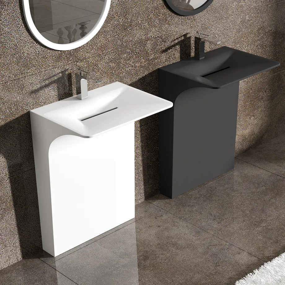 High Quality Black Luxury Designer Small Undermount Washing Hand Sink Hanging Wall Wash Basin Modern Bathroom Sinks