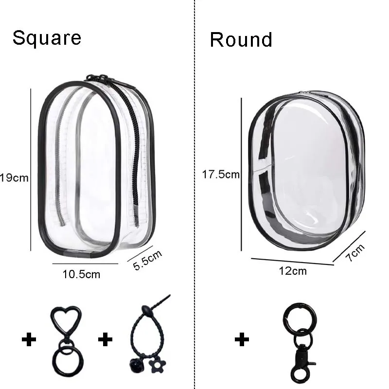 Transparent Protective Case for Labubu Dustproof Cover Box Display Bag with Keychain Durable Travel Storage Box Accessories