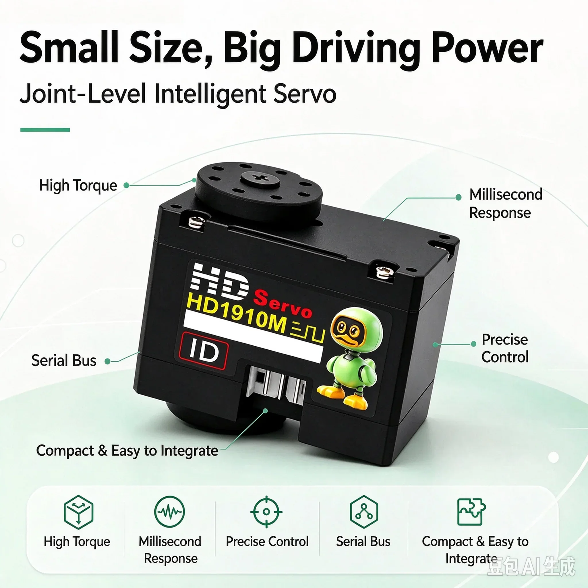 FEETECH HD1910M Micro Metal Gear Servo 34x20x23 mm Coreless Motor 1:320 Ratio 360 Degree Encoder 12 kg.cm Stall Torque