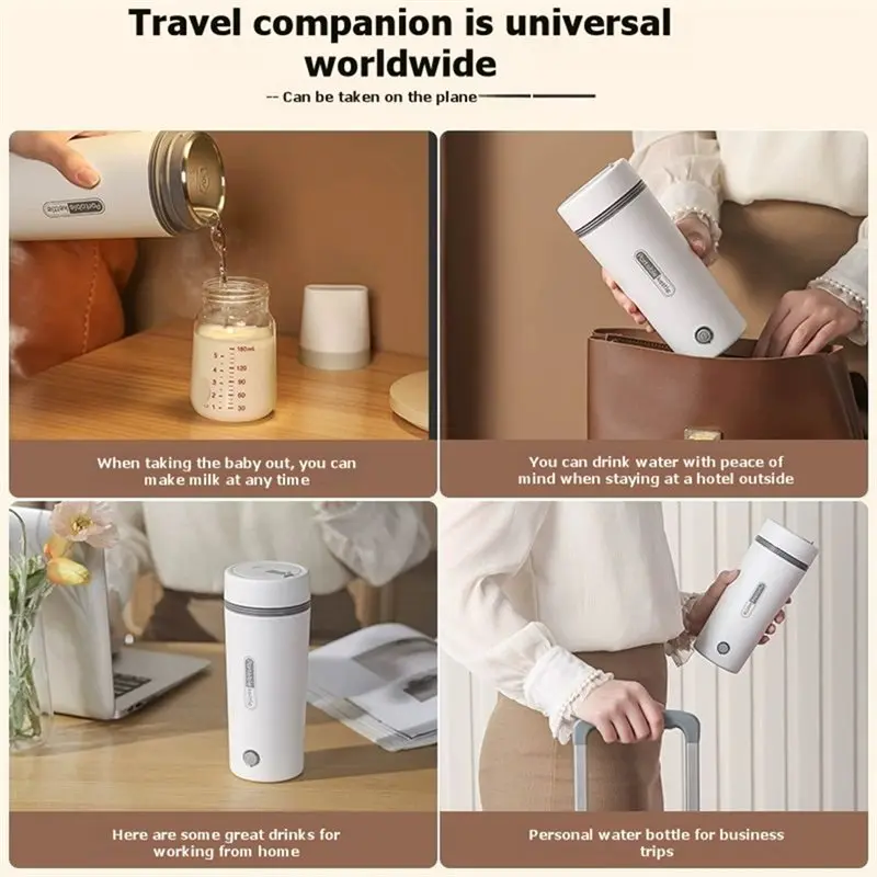[NEW!N92R】 Portable Electric Heating Kettle 350Ml Hot Water Boiler Mini Tea Milk Beverage Heater For Office Hotel Camping B EU