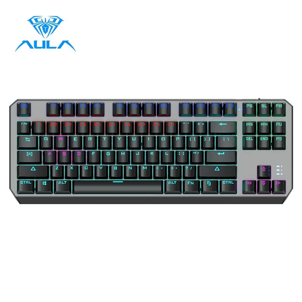 AULA Rotondo Keycap Gaming Tastiera Meccanica Blu Nero Rosso Marrone Interruttore Anti-Le Immagini Fantasma USB Wired Retroilluminazione A LED Della Tastiera per PC