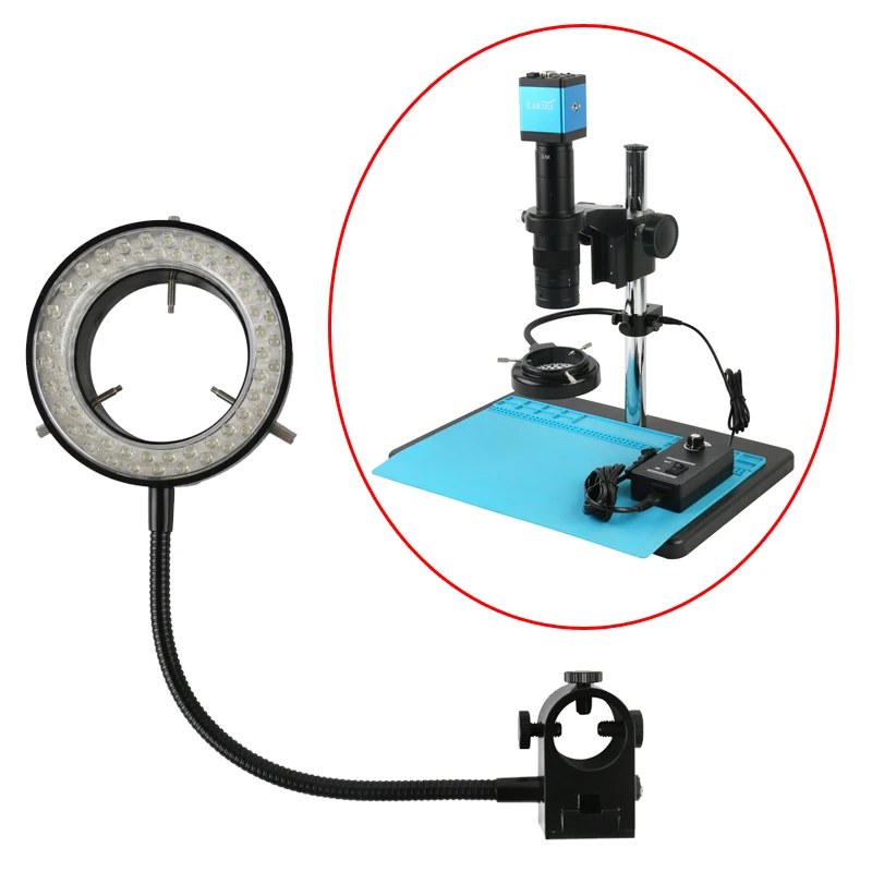 32mm 25mm Adjustable Multiple Angle 60 LED Ring Light Stereo Trinocular Microscope Side Light Microscopy Spotlight Fill Light
