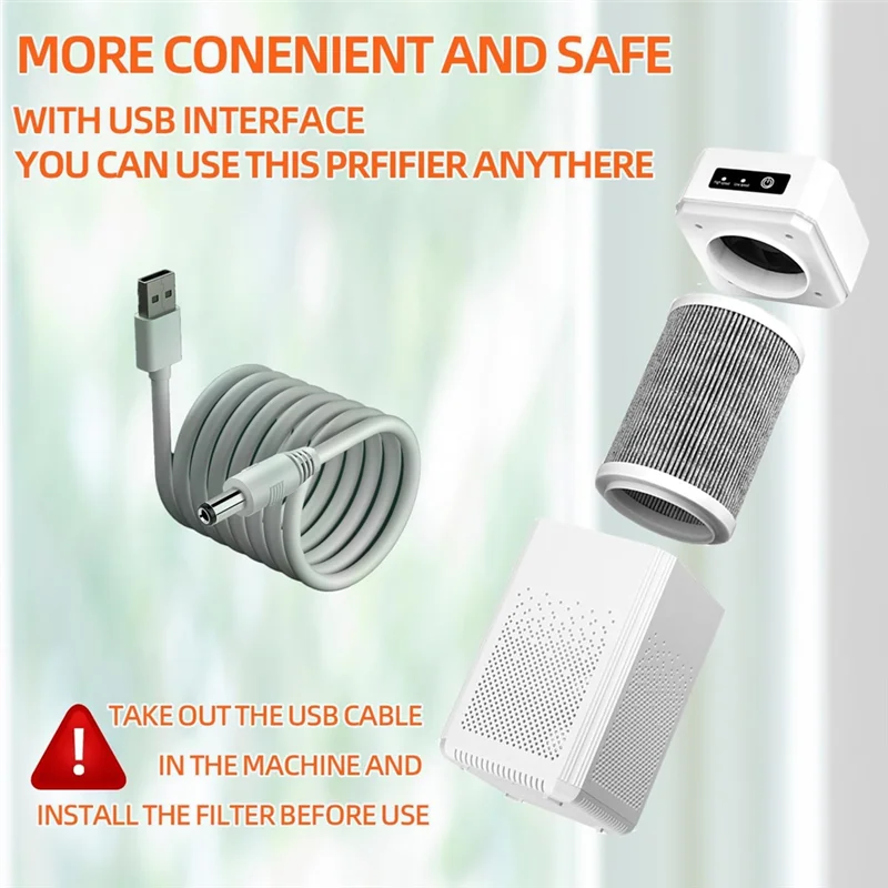 

IALJ-Air Purifier USB Portable Air Purifier With Aromatherap Smoke Odor Filter With Replaceable Filter For Home Car Kitchen