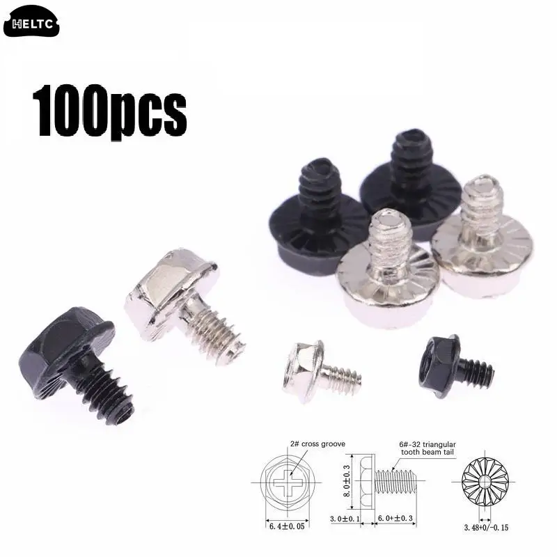 

100pcs Toothed Hex 6/32 Computer PC Case Hard Drive Motherboard Mounting Screws For Motherboard PC Case CD-ROM Hard Disk