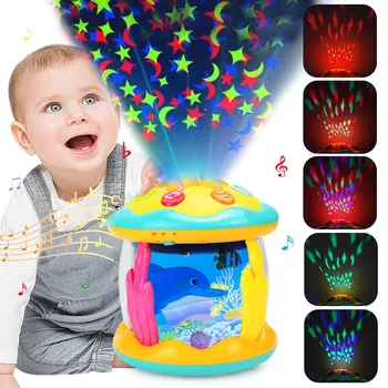 Baby Toys 6 to 12 Months Musical Light Up Tummy Time Baby Toys.Ocean Rotating Projector Baby Gifts for Toddlers Kids