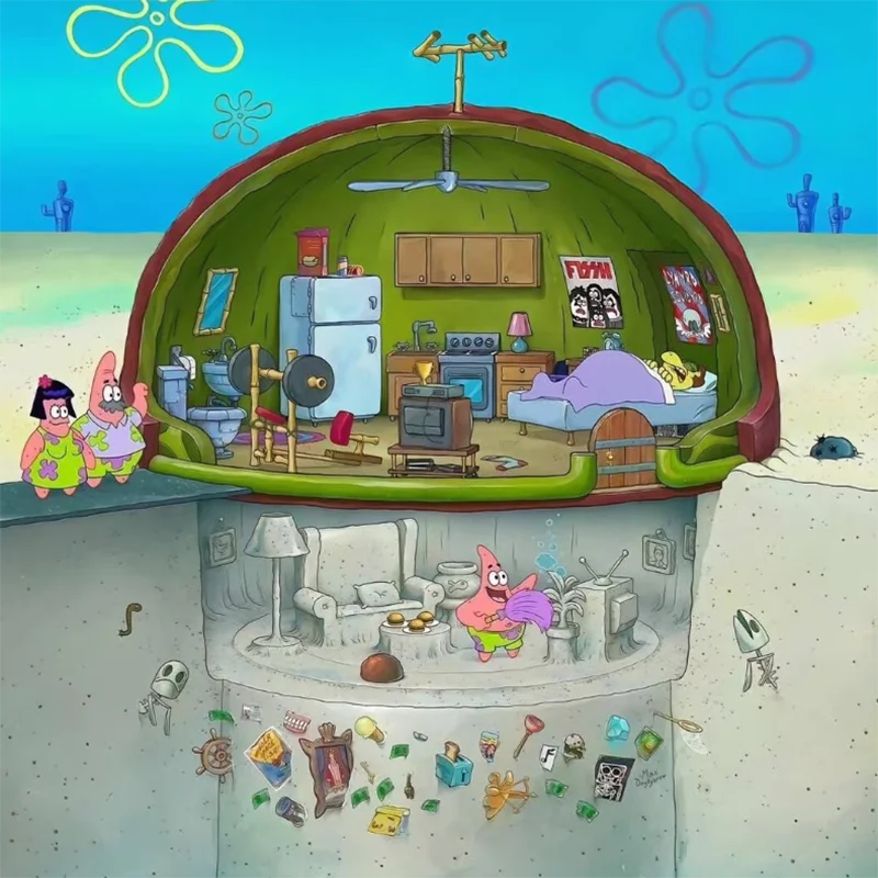 

Конструктор AREAX «Домик Патрика» из серии «Губка Боб Квадратные штаны», коллекционная модель, подарок на день рождения, Бикини Боттом