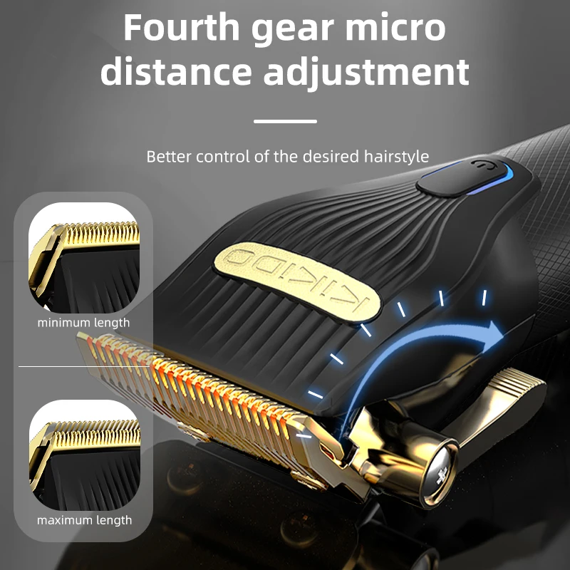 KIKIDO Original Design Hair Clipper Professional Hair Cutting Machine Anti Slip Hair Trimmer Adjustable Cordless Rechargeable