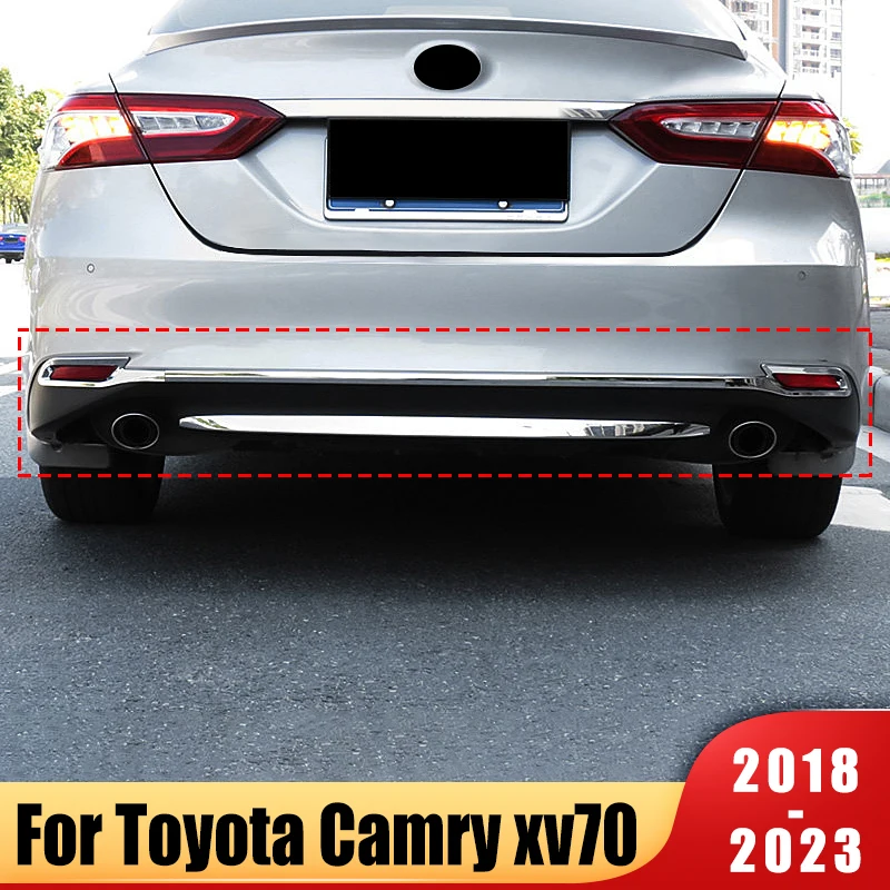 

For Toyota Camry XV70 LE XLE 2018-2021 2022 2023 Car Rear Door Bottom Chrome Trim Tail Bumper Strips Sticker Cover Accessories