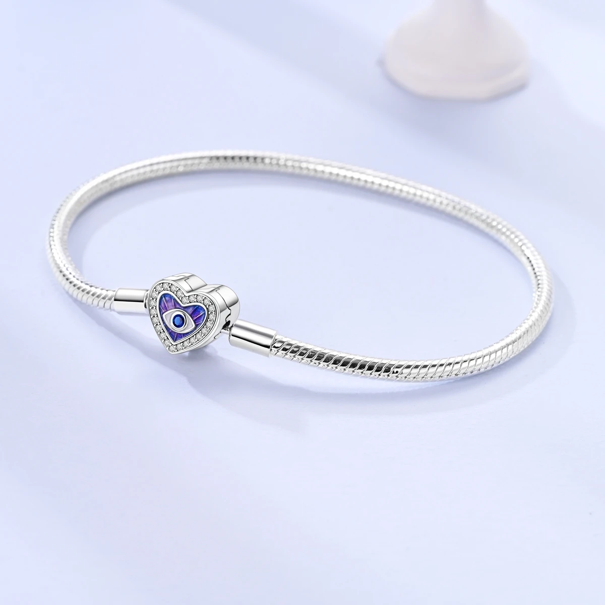 925 Sterling Silber Original Schlangenkette Herzverschluss Perlen-Sicherheitskette Armbänder Passend für Charms DIY Schmuck für Frauen – Detail 5