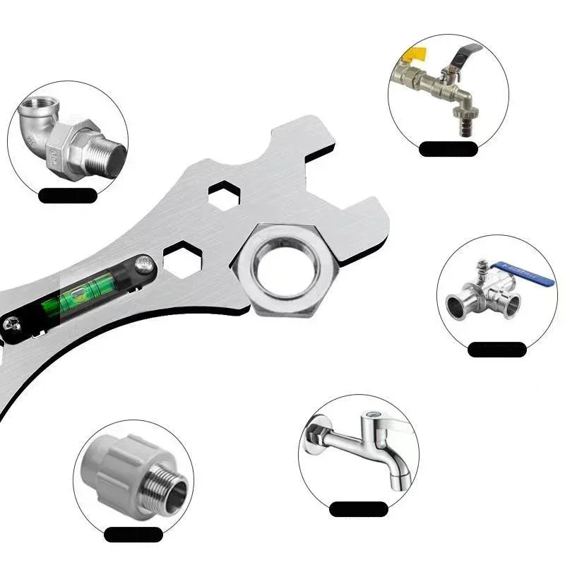 Ferramentas de chave especial com nível torneira do chuveiro instalação do banheiro multifuncional nível chave régua ferramenta medição distância