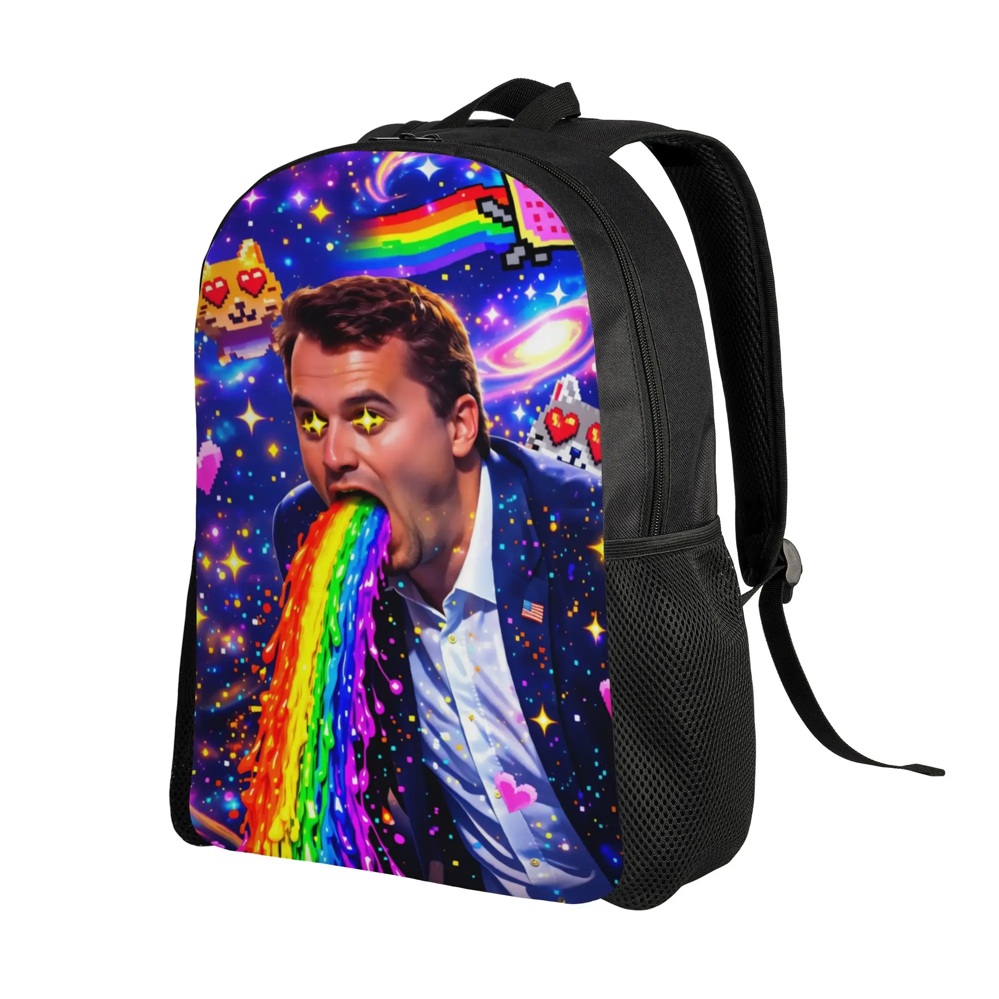 Funny Charlie Kirk Backpack Student  Soft Backpacks Polyester Streetwear High School Bags University Custom Rucksack