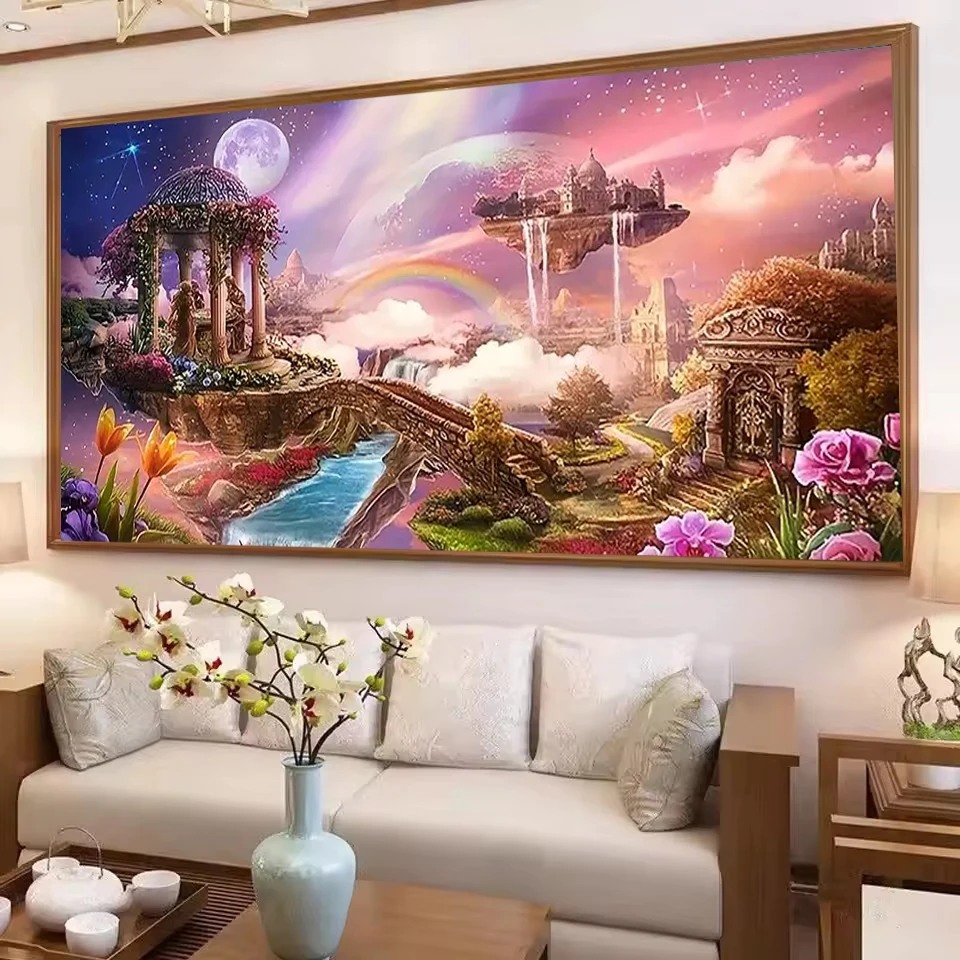 Large Beautiful Sky Garden Scenery Diy Diamond Painting New Full 5D Diamond Embroidery Mosaic Natural Landscape Art Home Decor