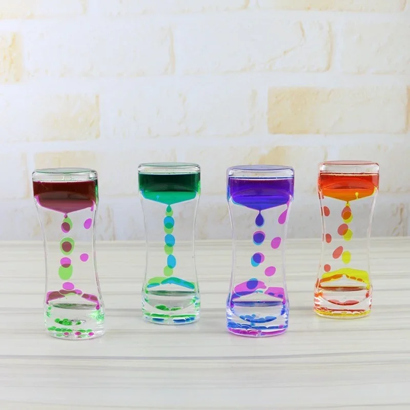 Acrylic Double Color Floating Liquid Oil Hourglass Home Decor Liquid Visual Movement Anxiety Relief Hourglass Timer