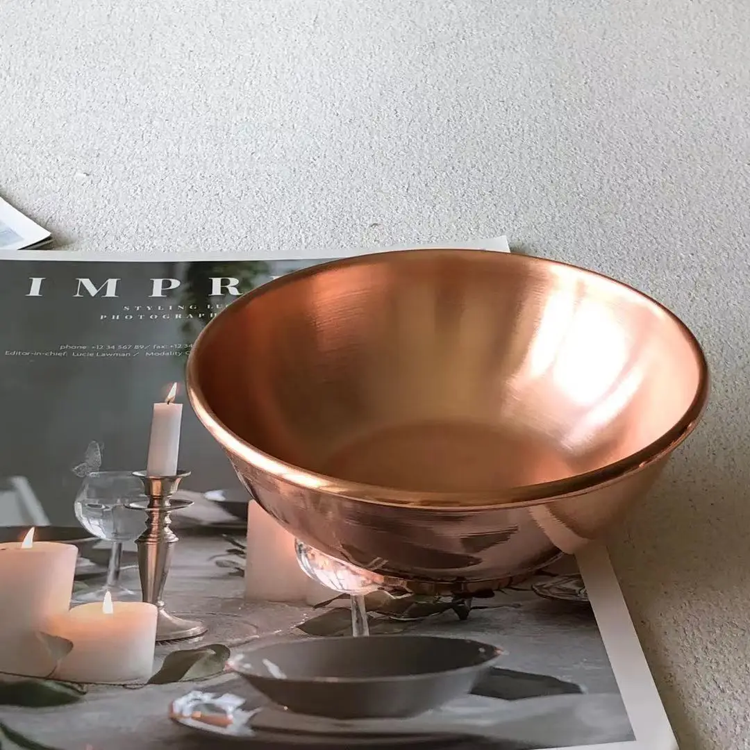Premium Pure Copper Ice Cream Bowls Salad Mixing Serving Bowl Decorative Copper Bowl For Your Kitchen