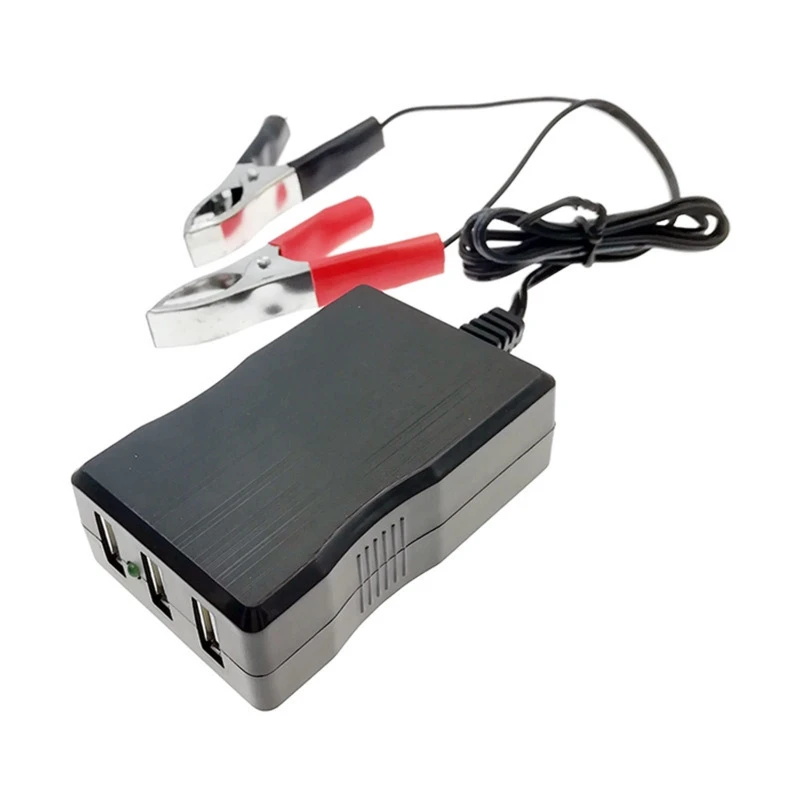 Convertisseur avec pince batterie 8V-24V, adaptateur d'alimentation USB, régulateur chargeur, 3 ports, identification