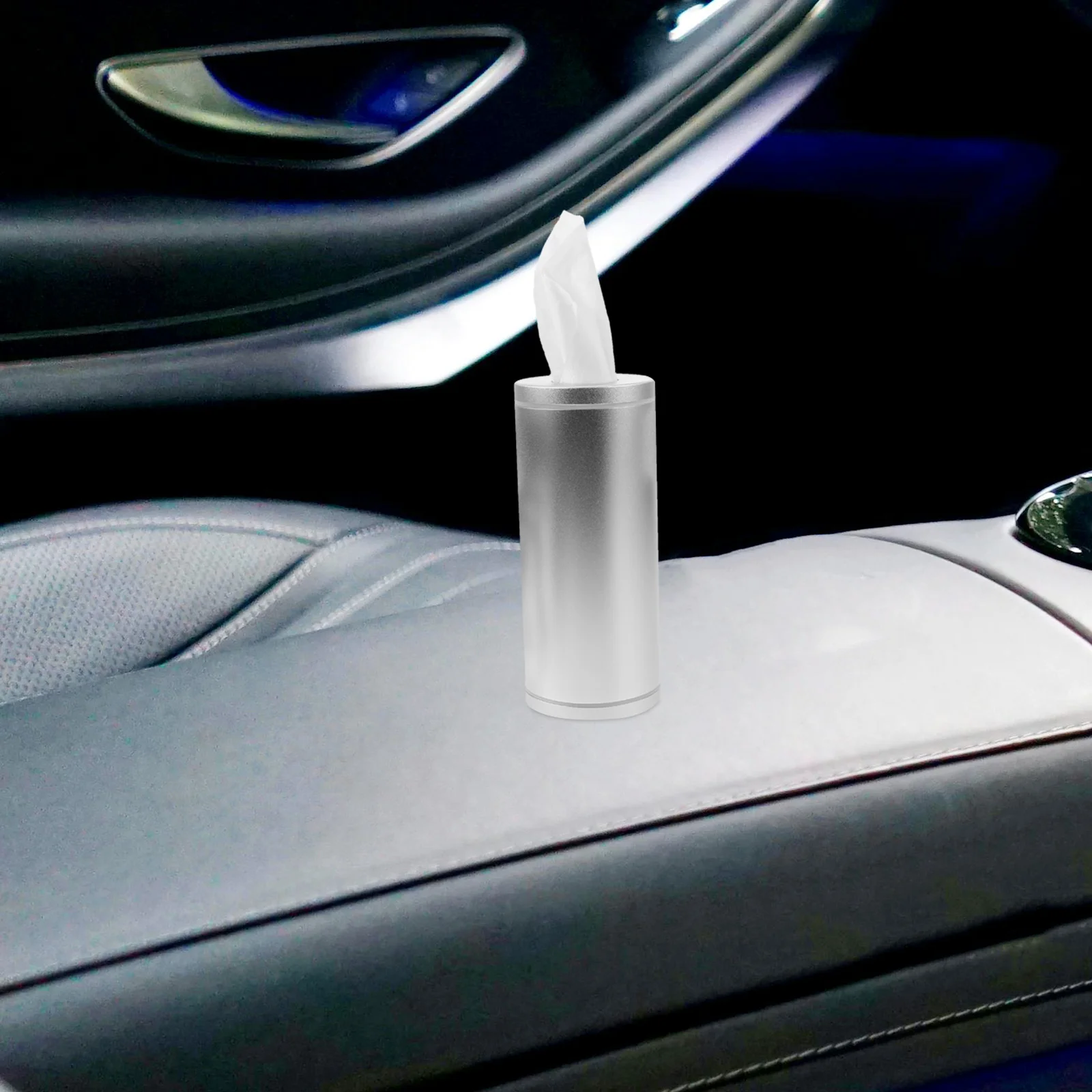 

6.2 Inch Round Car Tissue Holder Aluminum Alloy Cup Holder Compatible Tissue Box Organizer For Vehicle Metal Napkin Dispenser