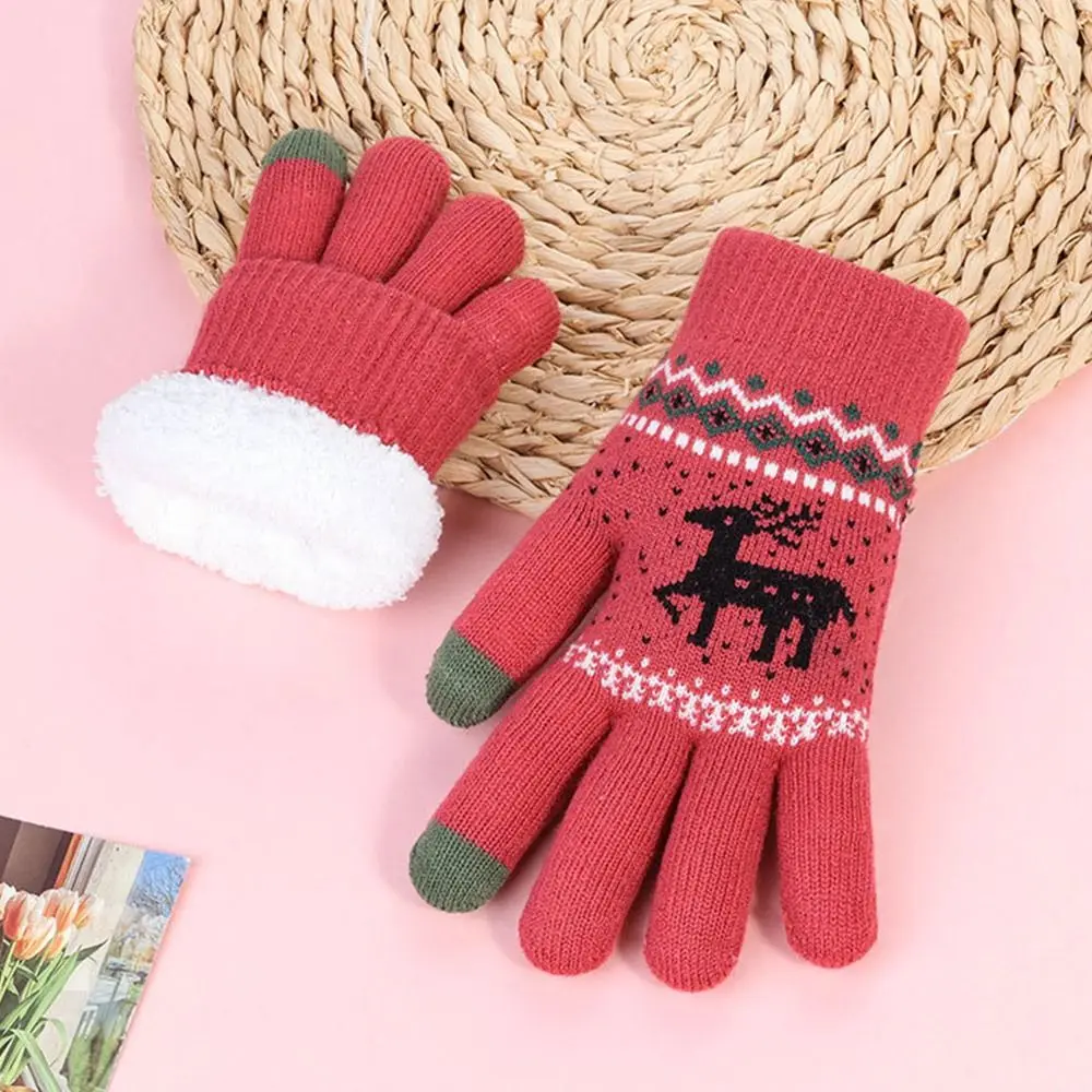 موضة الصوف بطانة قفازات الشتاء سميكة عدم الانزلاق لمس قفازات يندبروف لينة قفازات محبوكة النساء الرجال #3