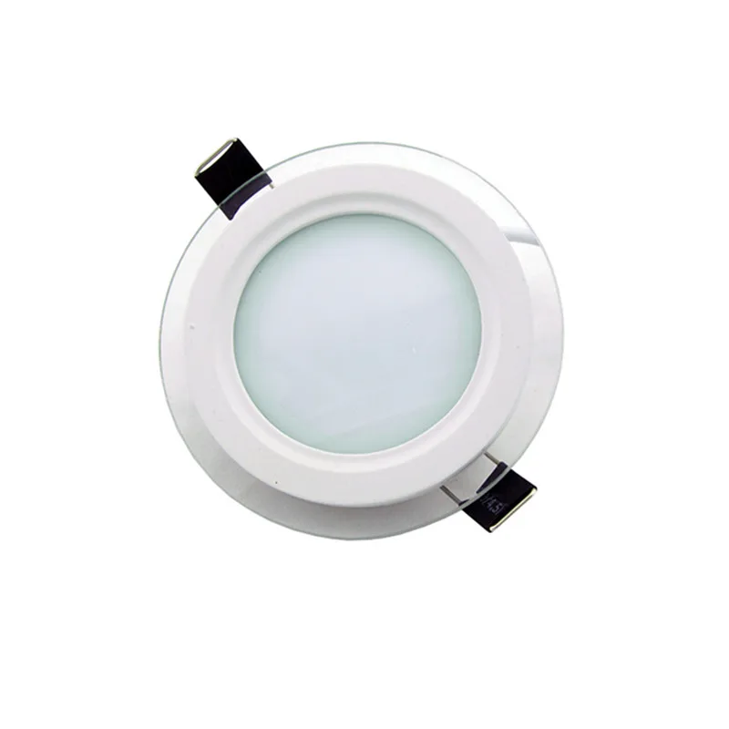 6W LED Panel Downlight Okrągłe szklane lampy panelowe Sufitowe lampy wpuszczane LED Światło punktowe AC85-265V Z sterownikiem