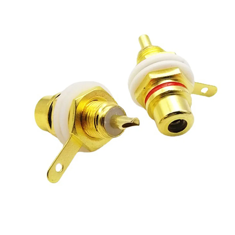 حار 10 قطعة RCA أنثى جاك مطلي Rca موصل الذهب لوحة جبل الهيكل مقبس الصوت التوصيل الحاجز مع كوب لحام الجوز